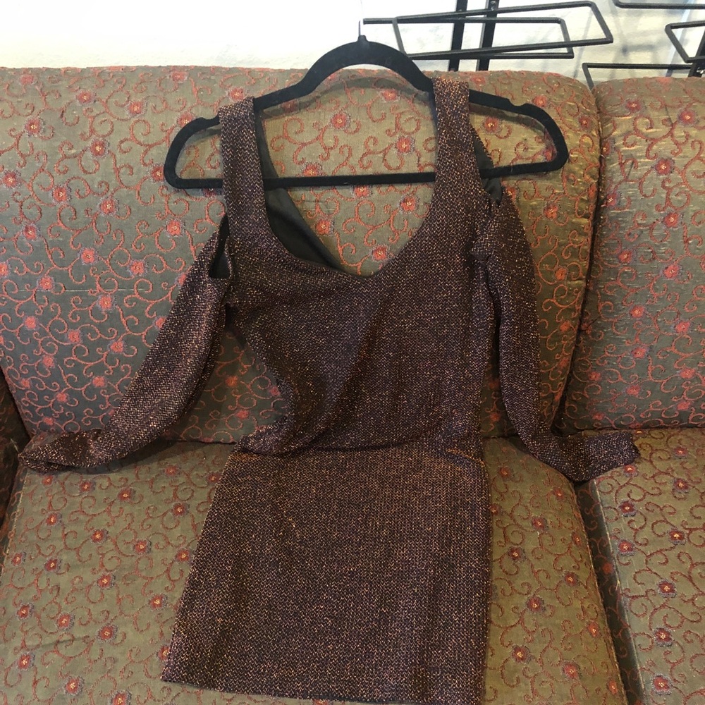 Copper off the shoulder dress